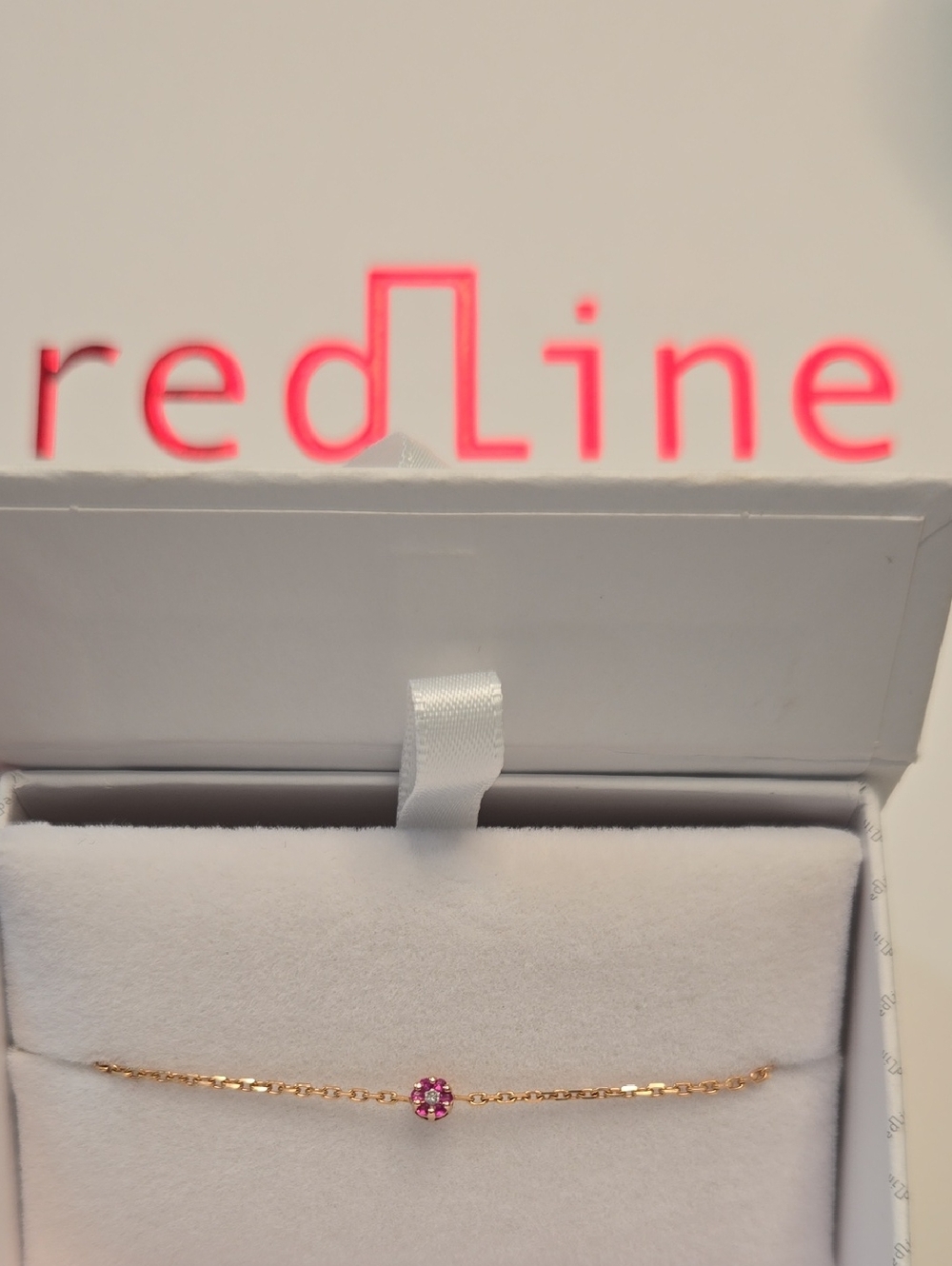 RedLine Rose Gold Bracelet with Pink Sapphire and Diamond Center Stone